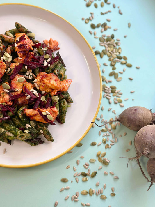 Harissa Chicken with Pesto Pasta | Balanced & Flavorful Meal Enjoy bold harissa chicken with nutrient-rich “all the greens” pesto pasta. A balanced, high-energy meal for a healthy lifestyle. Order fresh today!